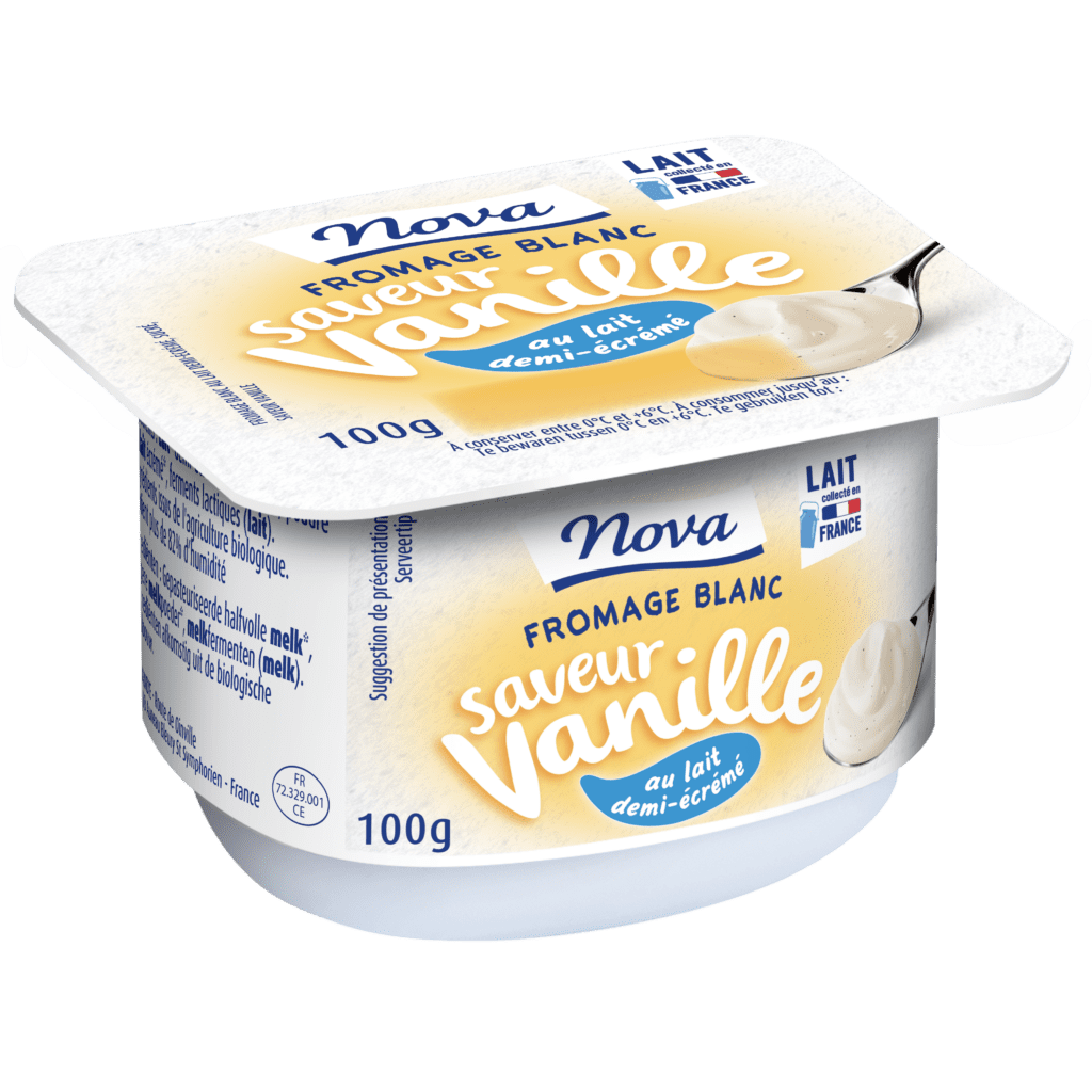 Fromage blanc saveur vanille 2,7% MG 100 g Mamie Nova - Grossiste Fromage  blanc et spécialité laitière - PassionFroid