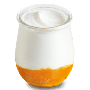 Crémeux sur lit d'abricots en pot verre