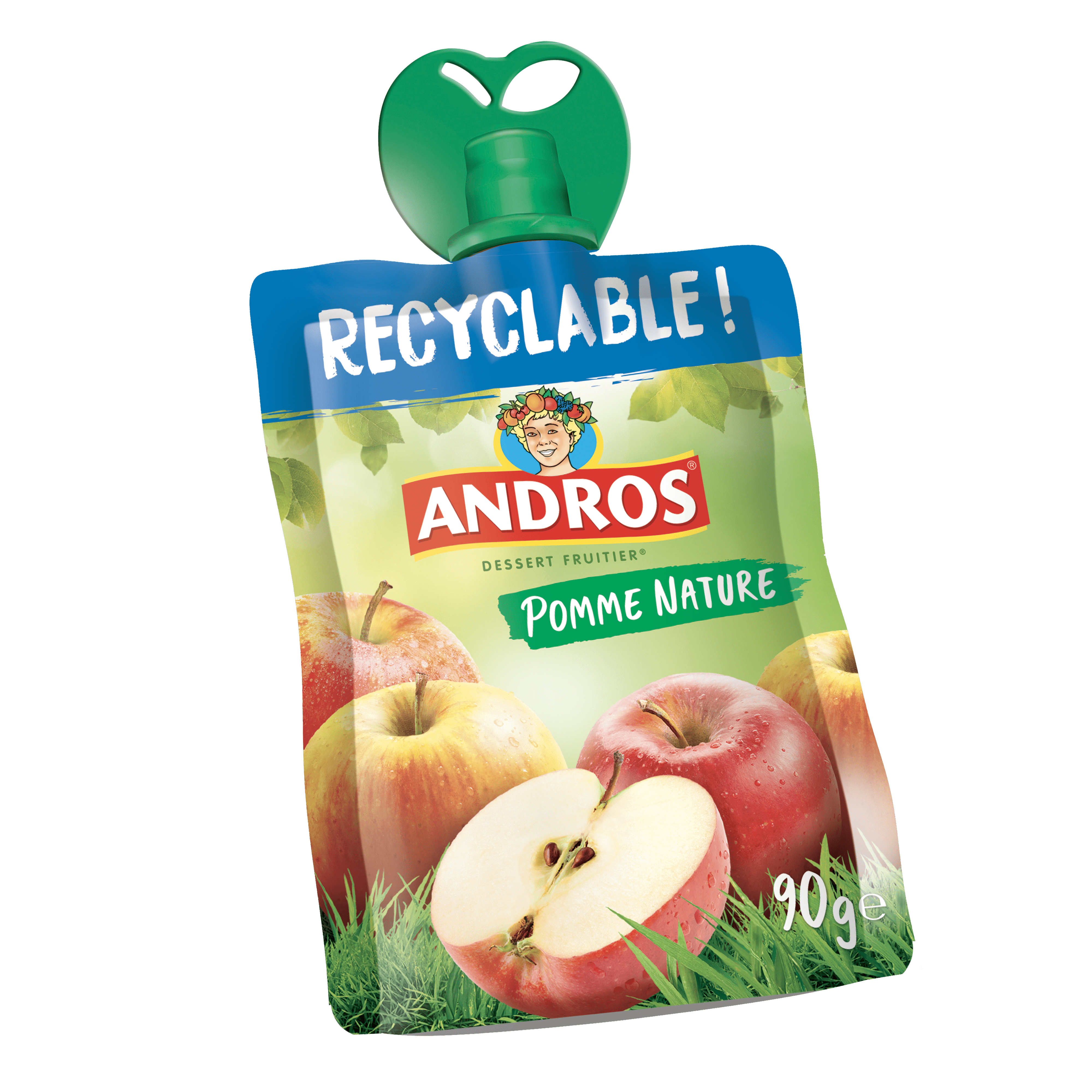 ANDROS - Compote de Fruit - Gourde Recyclable - Allégée - Goût Pomme +  Pomme/Banane + Pomme/Fraise + Pomme/Vanille - Idéal pour le Goûter des  Enfants